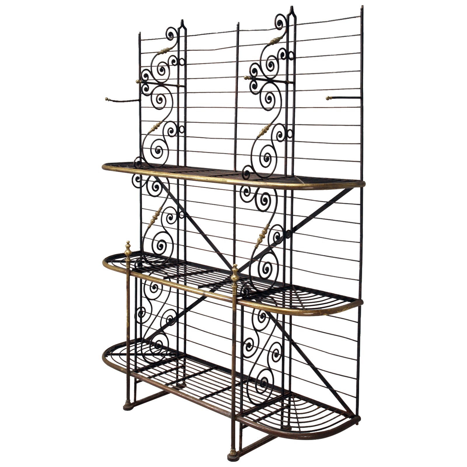 Antique French Baker's Rack from Paris with Brass Fittings