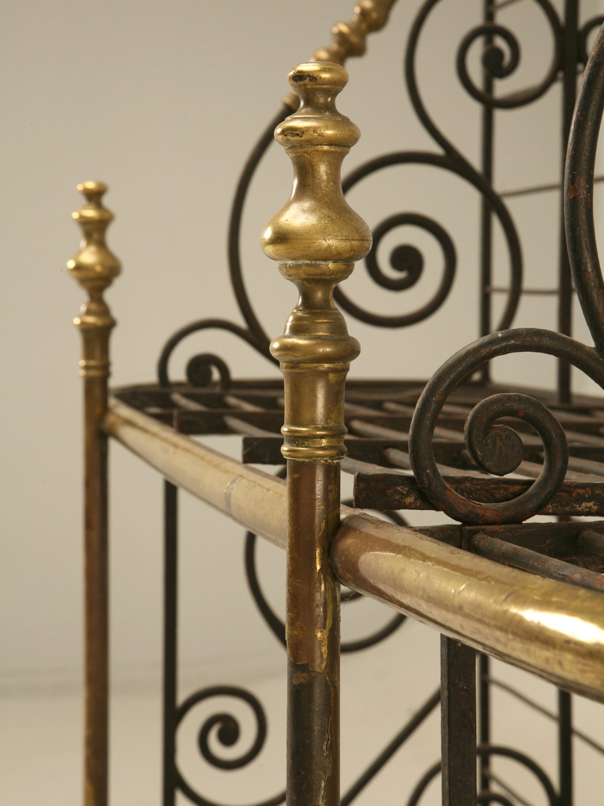 Antique French Baker's Rack from Paris with Brass Fittings In Good Condition In Chicago, IL
