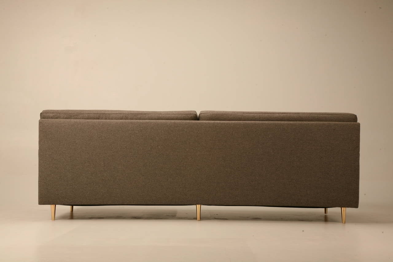 Sofa Hand-Made in Chicago in Any Dimension with Brass Feet Priced Without Fabric For Sale 3
