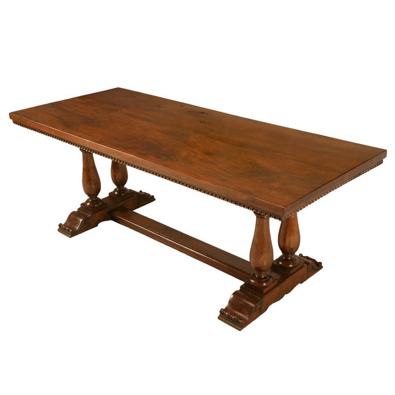 Exquisite Antique Walnut Dining Table w/Stunning 2 Board Top