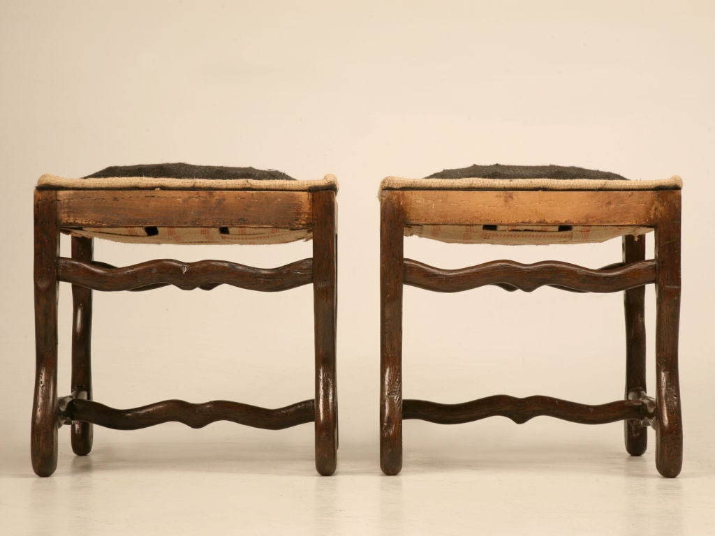 Awesome Pair of Original Antique French Os de Mouton Stools