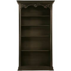 Ebonized Antique French Louis XV Bookcase with Adjustable Shelves