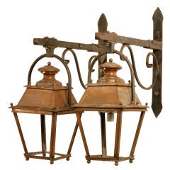 Spectacular Pair of Solid Copper Antique French Lanterns