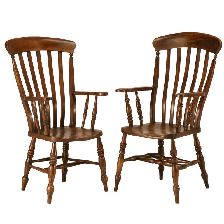 Magnificent Pair of Antique Comb-Back Windsor Arm Chairs