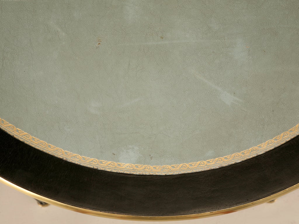 Mahogany Ebonized Vintage French Louis XVI Table w/Tooled Leather Top