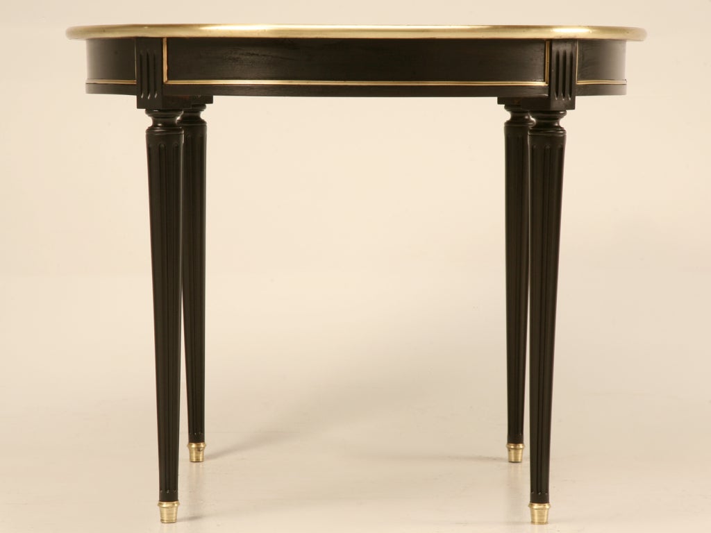 Ebonized Vintage French Louis XVI Table w/Tooled Leather Top 2