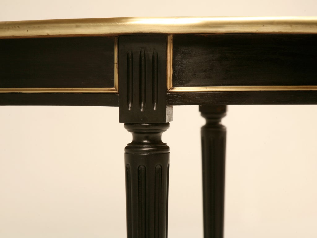Ebonized Vintage French Louis XVI Table w/Tooled Leather Top 3