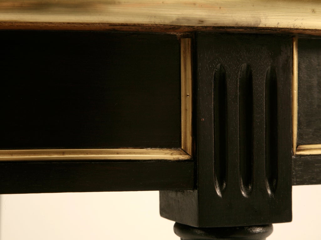 Ebonized Vintage French Louis XVI Table w/Tooled Leather Top 4