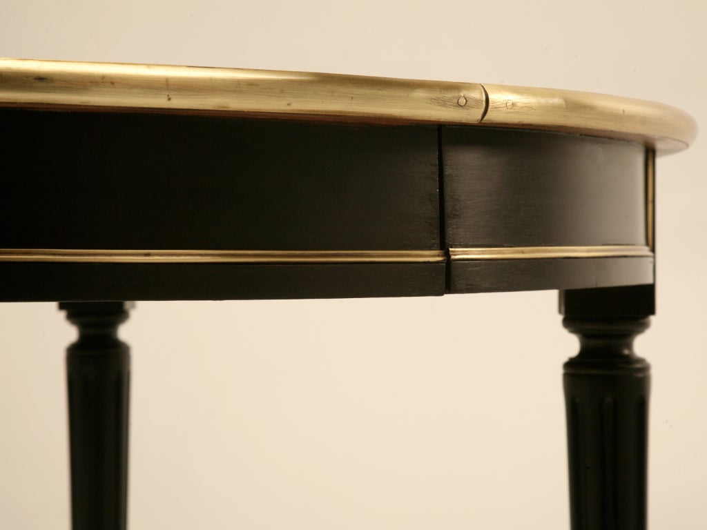 Ebonized Vintage French Louis XVI Table w/Tooled Leather Top 5