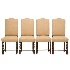 Set of 4 Fully Restored Vintage French Barley-Twist Side Chairs