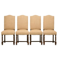 Set of 4 Fully Restored Vintage French Barley-Twist Side Chairs