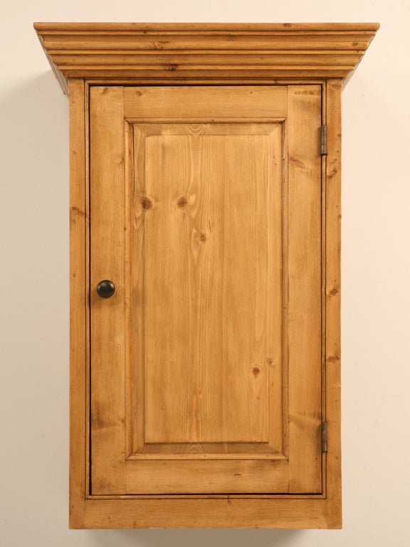 Striking Restored Antique English Pine Hanging Cupboard