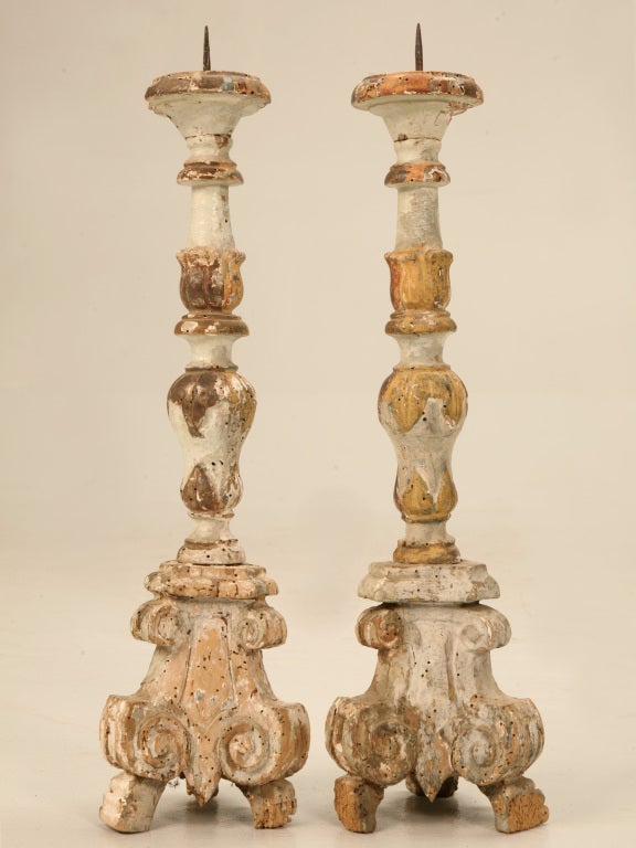 Original Pr. of 18th Century Italian Altar Prickets/Candlesticks