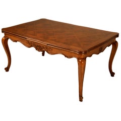 French Cherrywood Louis XV Style Draw-Leaf Dining Table, Fully Restored