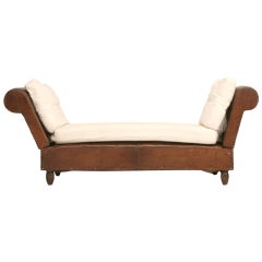 Incredible Vintage French 40's Knole Style Leather Daybed/Chaise