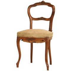 Petite Antique French Rococo Side Chair in Walnut