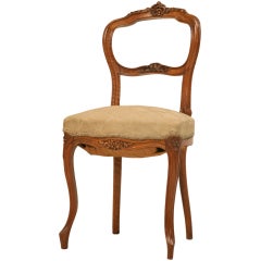 Petite Antique French Rococo Side Chair in Walnut