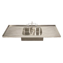 Stellar Antique German Silver Sink w/Faucet and Drainboards