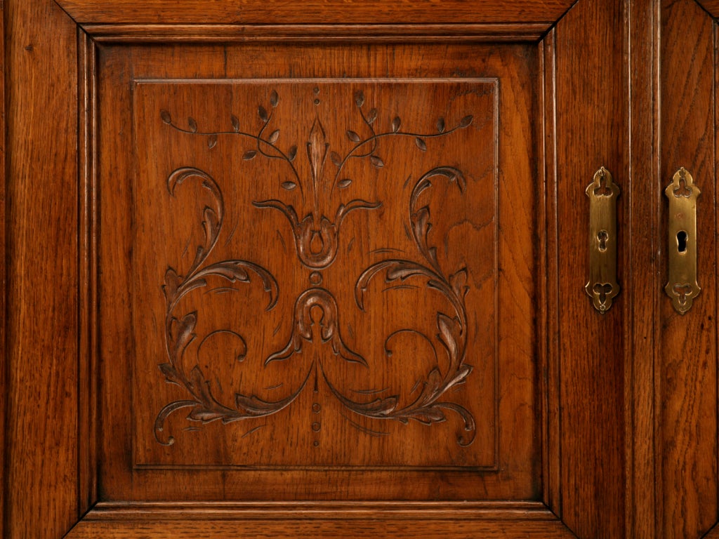 19th Century Shallow Antique French Henri II 2 over 2 Carved Buffet/Sideboard