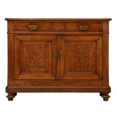 Shallow Antique French Henri II 2 over 2 Carved Buffet/Sideboard