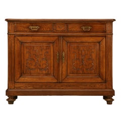 Shallow Antique French Henri II 2 over 2 Carved Buffet/Sideboard