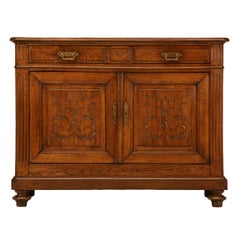 Buffet/Sideboard peu profond d'époque française Henri II 2 sur 2 sculpté