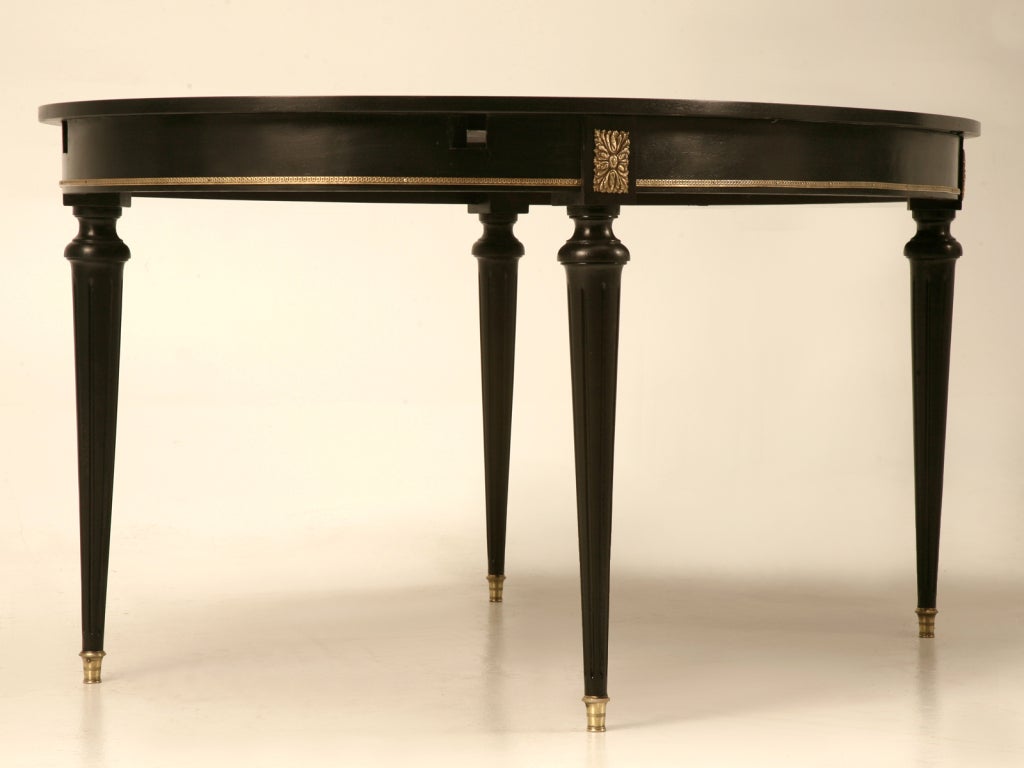 Mid-20th Century Ebonized Vintage French Louis XVI Oval Extending Dining Table