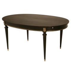 Ebonized Vintage French Louis XVI Oval Extending Dining Table