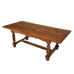 Vintage French Louis XIII Walnut Barley-Twist & Parquetry Table or Desk 7