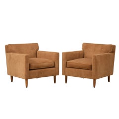 Classic Pair of Mid-Century Modern Lorelei Club Chairs by Dunbar