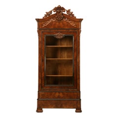 French Glazed Burled Walnut Cabinet w/2 Drawers 12