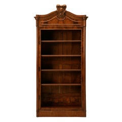 Antique French Burled Walnut Open Bookcase w/Adjustable Shelves