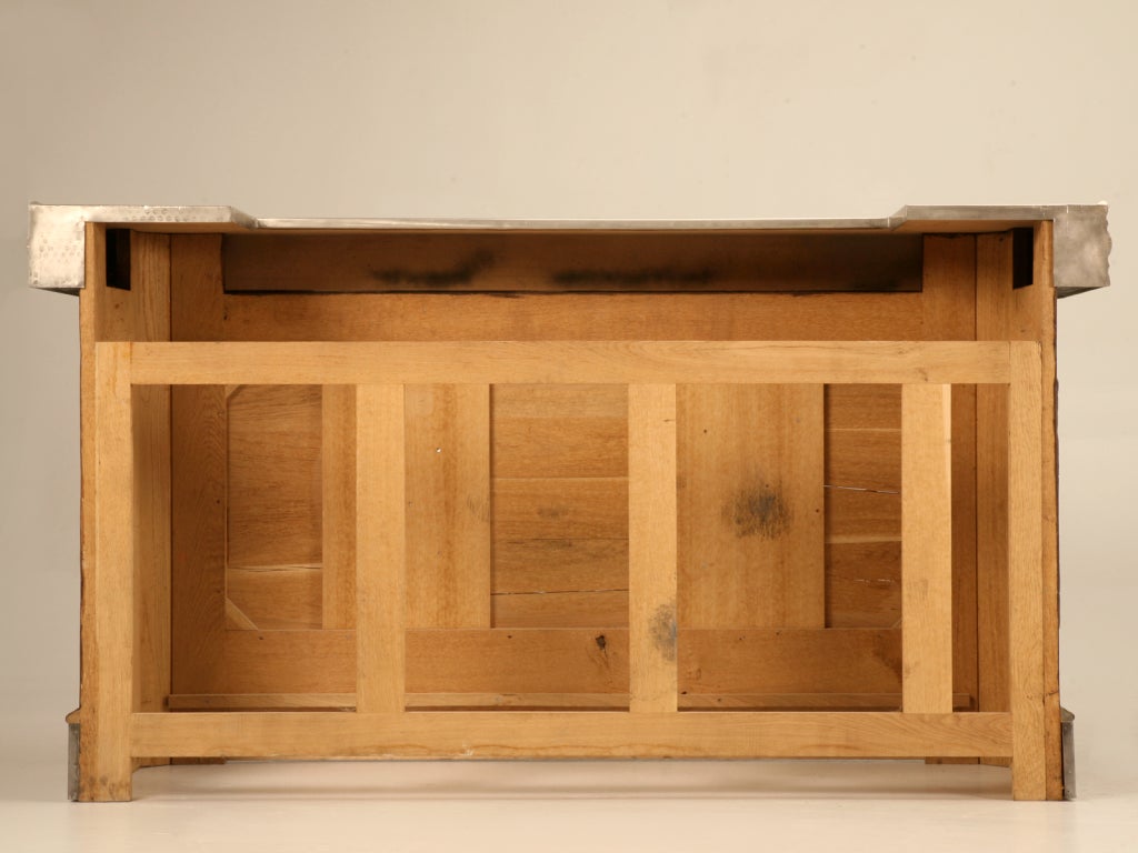 Authentic French Solid White Oak & Hand-Formed Pewter Bar 7