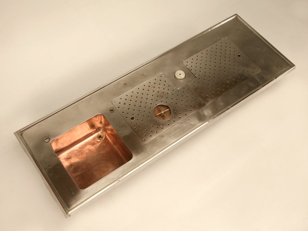Vintage French Copper and Nickel Pub/Bar Sink w/Drain Panels