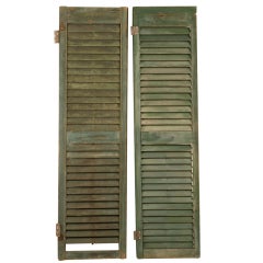 Great Pair of Used English Original Paint Plantation Shutters
