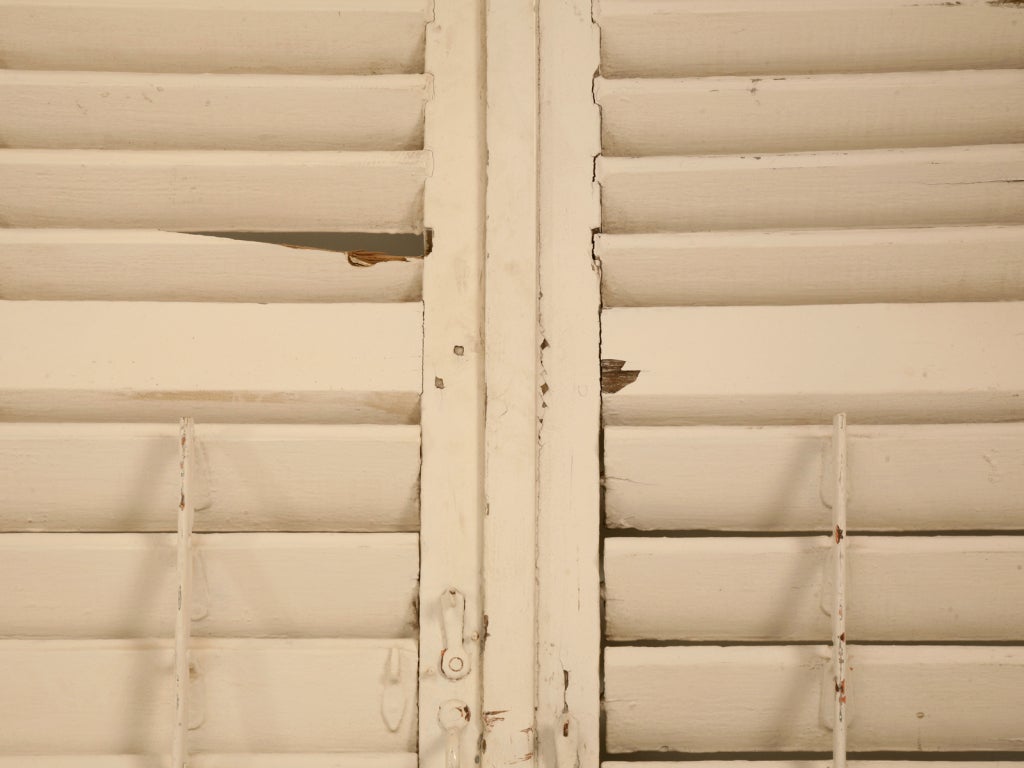 19th Century Pair of Antique French Shutters w/Original Paint and Hardware