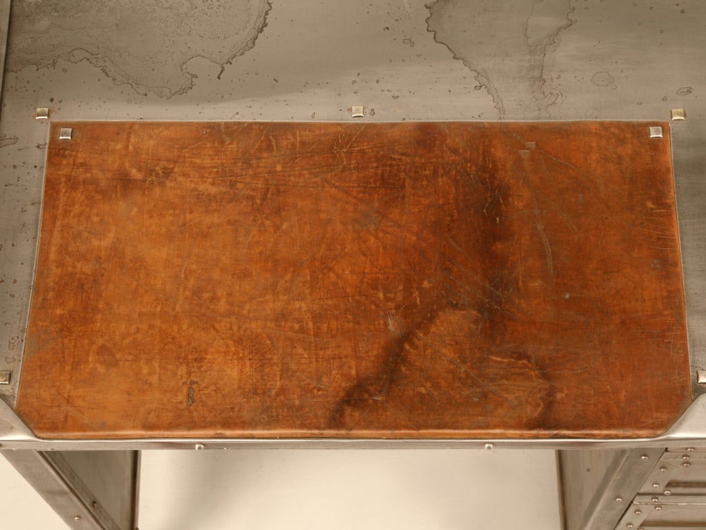 Dynamite Original Vintage French Industrial Steel Jeweler's or Watchmaker's Desk In Good Condition In Chicago, IL