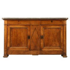 Untouched Original French Directoire Figured Walnut Buffet w/Stone Top