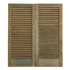 Great Pair of Antique English Original Paint Window Shutters