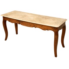 Original Antique French Louis XV Cherry Console/Sofa Table w/Marble 11