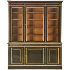 Ebonized Antique French Collector's Cabinet w/Original Polished Brasses