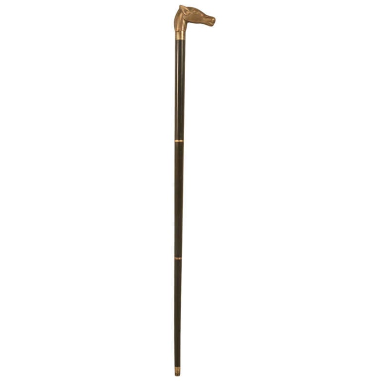 French Gentleman's Walking Stick with Horse Handle and Flask at 1stdibs