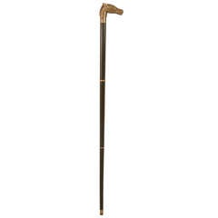 French Gentleman's Walking Stick with Horse Handle & Flask