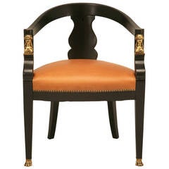 French Egyptian Revival Ebonized Desk Chair, circa 1890 
