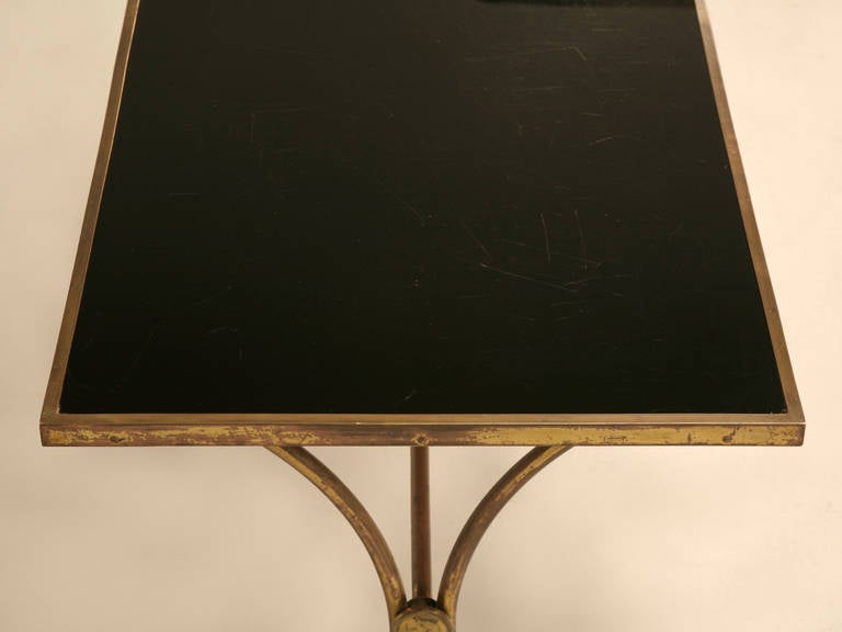 French Solid Brass and Black Coffee Table In Good Condition In Chicago, IL