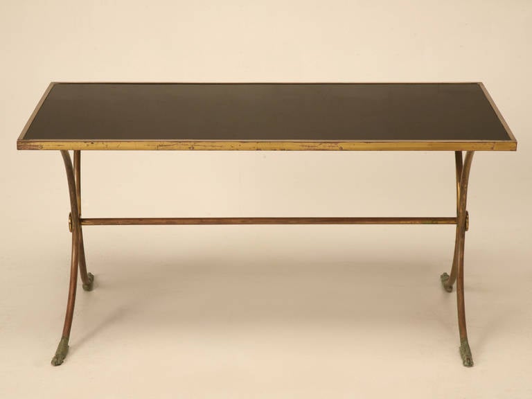 French Solid Brass and Black Coffee Table 2