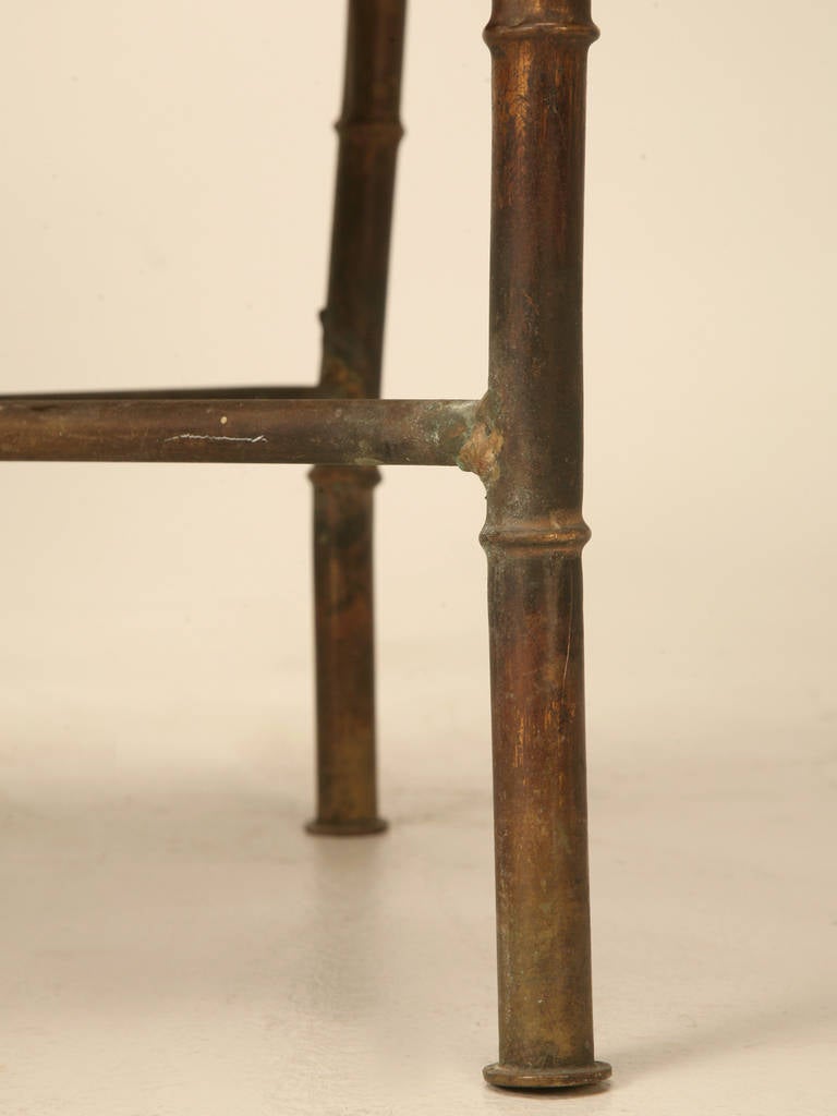 French Leather and Bronze Chairs or Stools Style of Jacques Adnet, Unrestored 2