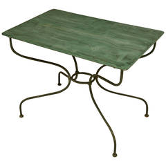 French Vintage Garden or Kitchen Metal Table