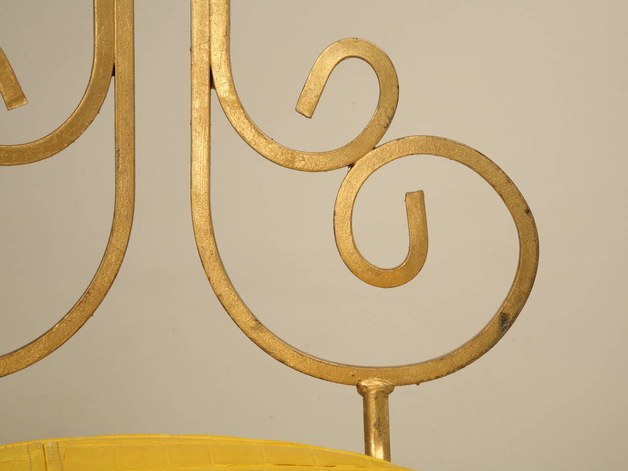 Mid-20th Century French Gilded Pair of Steel Chairs