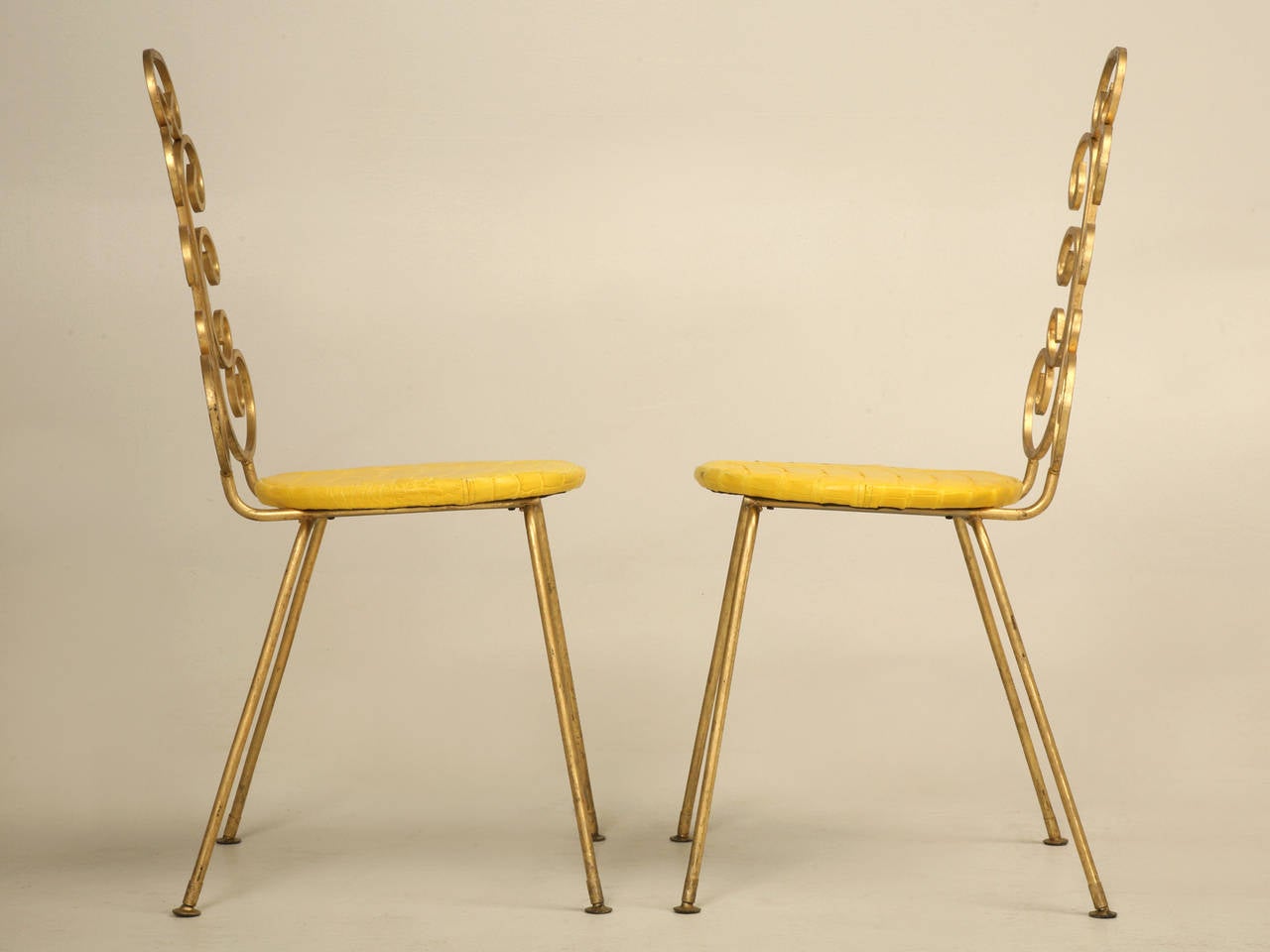 French Gilded Pair of Steel Chairs 6
